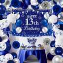 13th Birthday Decorations for Boys Girls Blue Teenager Party Decorations with Happy 13th Birthday Banner Number Balloons, Hanging Swirls, Pom Poms, Backdrop Teen Supplies for 13 Years Old