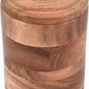 EDHAS Acacia Wood Decorative Jar with Wooden Lid Retro Design for Kitchen Counter, Pantry, Tea, Sugar, Coffee. (4.5" x 4.5" x 6")