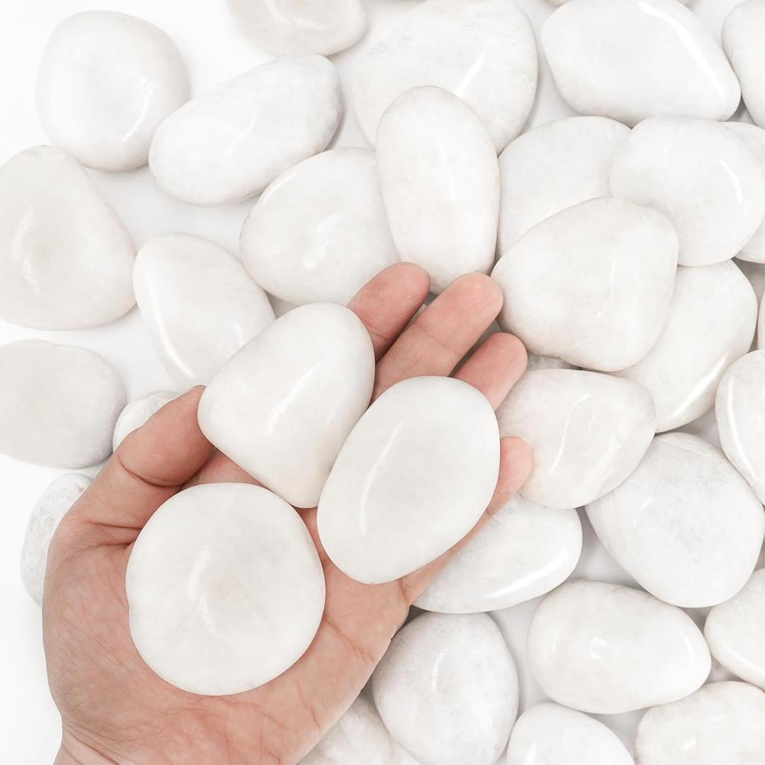 18lb White River Rocks for Plants, 1-3 Inch Pebbles for Indoor Plants, Polished Garden Rocks Outdoor Landscaping, Decorative Stones for Vases, Succulents, Aquarium, Walkways