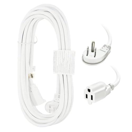 EP 25 Ft Indoor Short Flat Plug Extension Cord, Low Profile 3 Prong Grounded Flexible White Power Cable for Laptops, Coffee Makers, Office Home Appliances, 16/3 Gauge 13A 125V 1625W ETL Listed