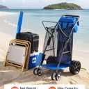 VEVOR Beach Cart, 165LBS Load Capacity, Portable Folding Beach Wagon Dolly with 10" Solid Wheel for Sand, Insulated Cooler Bag, Large Mesh Bag&Umbrella Holder for Outdoor Camping Fishing