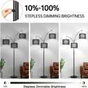 Dimmable Floor Lamp, 3 Light Arc Floor Lamp, Modern Tall Standing Tree Lamp with Black Shades & Heavy Base, 3000LM Cool White LED Bulbs, Bright Lighting for Living Room, Bedroom, Office & Reading