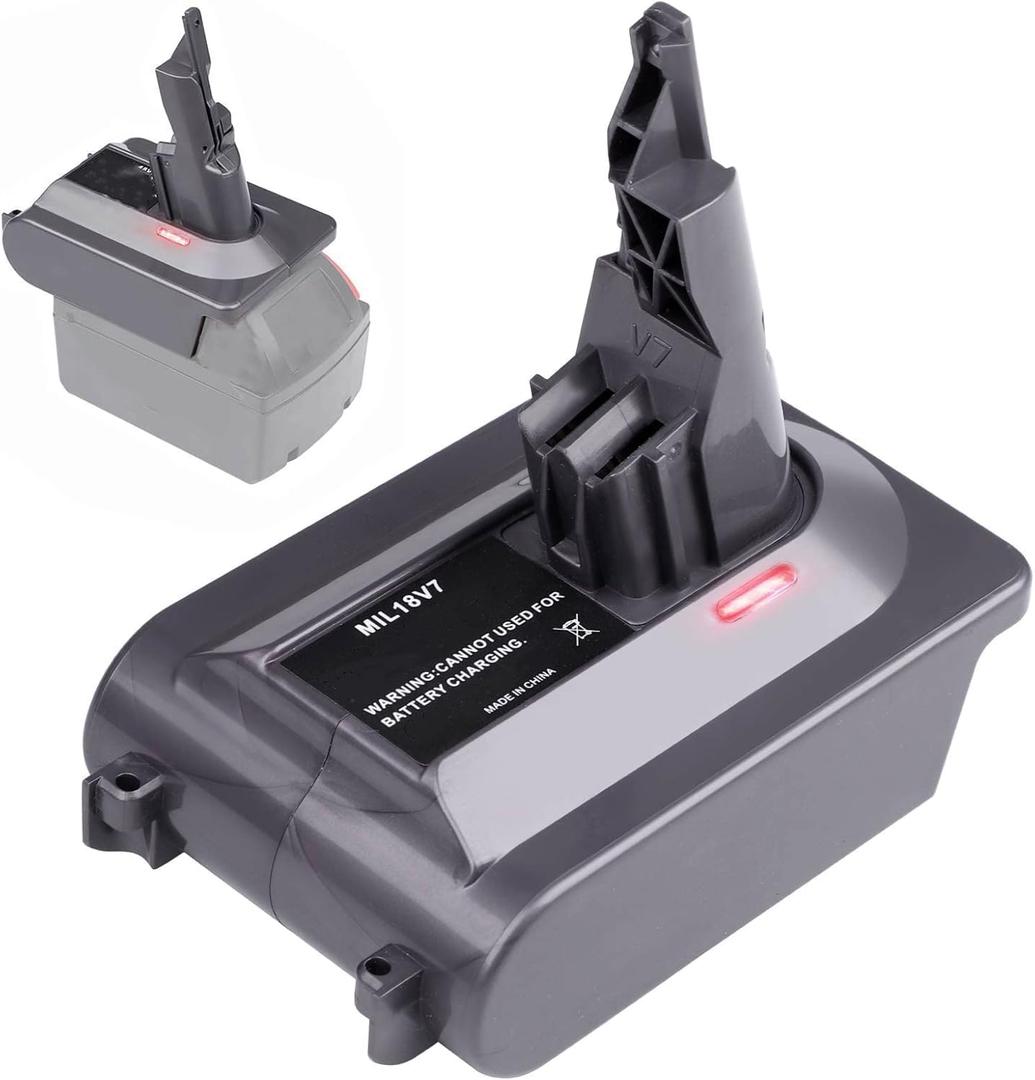 MIL18V7 Battery Adapter for Dyson, Convert for Milwaukee M18 18V Li-ion Battery to for Dyson V7 Motorhead V7 Trigger V7 Fluffy V7 Absolute V7 HEPA V7 Car+ Boat V7 Animal V7 SV11 Vacuum Cleaner