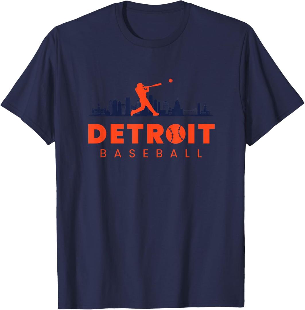 Detroit Baseball Vintage Minimalist Retro Baseball Lover T-Shirt, Large