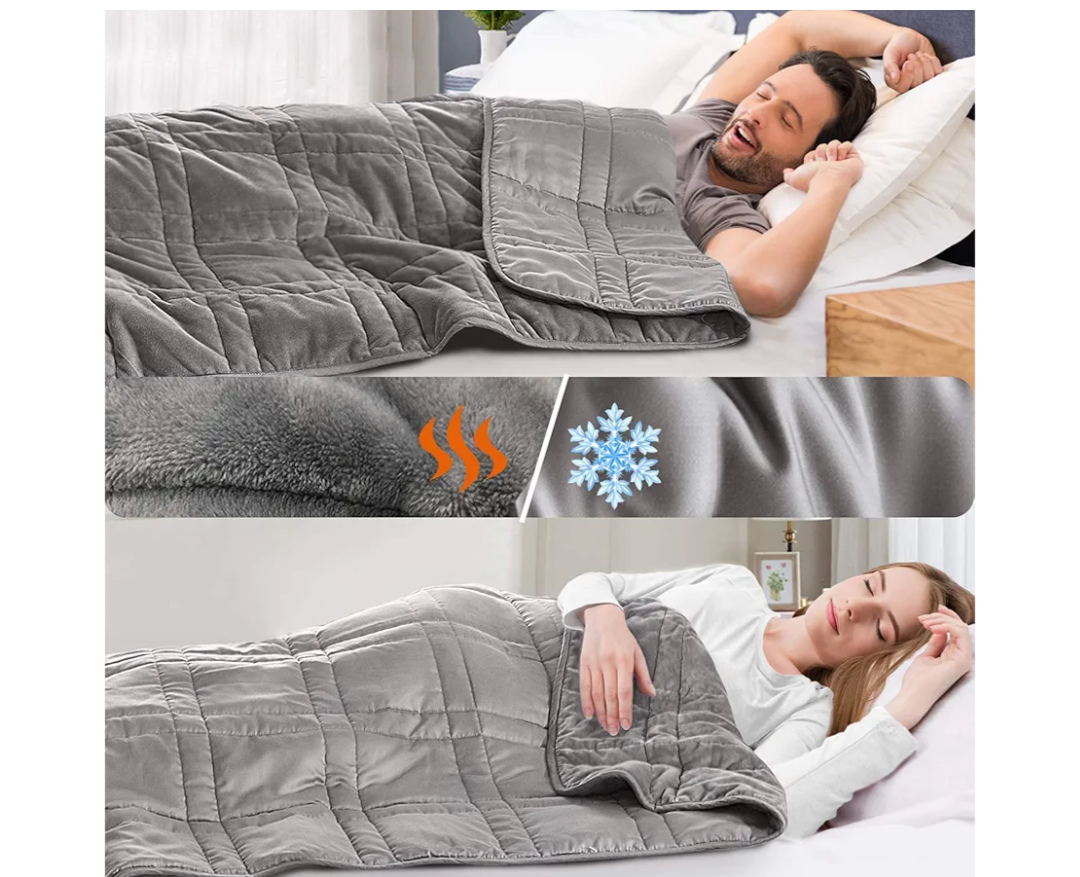 OMYSTYLE Warming & Cooling Weighted Blanket for Adult (25lb, 60 X 80 Inches) - Reversible Tencel/Short Plush Twin Size Weighted Blanket, Bonus Carry Bag Included