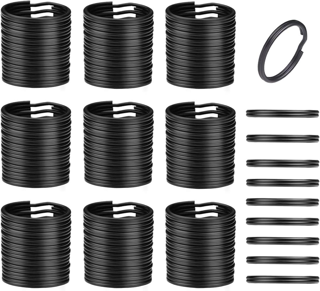 100pcs 20mm Key Ring Keychain Metal Black Round Split Key Chains Rings Connectors for Home Car Dog Tag Office Ornaments Keys Attachment