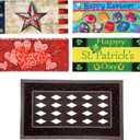 Evergreen Sassafras Spring Holiday Doormat Insert Bundle & Tray Set of 5, Interchangeable Entrance Door mats Indoor and Outdoor Welcome Mat 30 x 18 Tray Non Slip Backing Low Profile