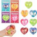 Fidgets Toys Gifts for Kids, 28 Pack Heart Stress Balls with Cards Heart Squishies Toy, Squeeze Balls Fidget Toys Classroom Exchange Gift