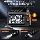 Borescope Dual Lens Endoscope Camera with Light, 4.3" IPS 1920P HD Inspection Camera, 7.9mm IP67 Waterproof with 8+1 Adjustable LEDs, 16.5FT Semi-Rigid Snake Cable for Mechanic, Cool Gadgets for Men