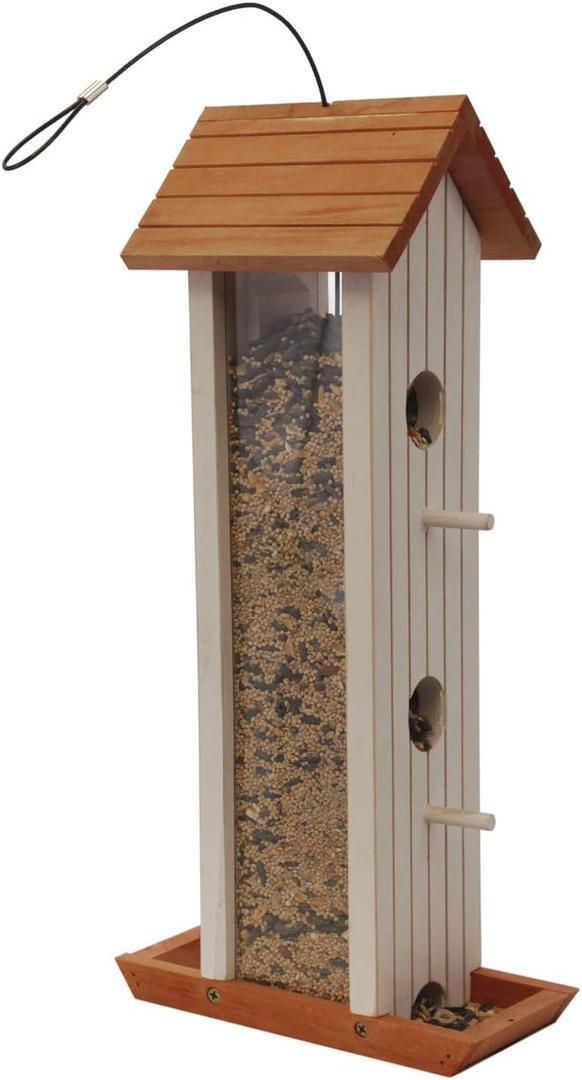 Select Tower Wood Feeder, Brown & White,38081