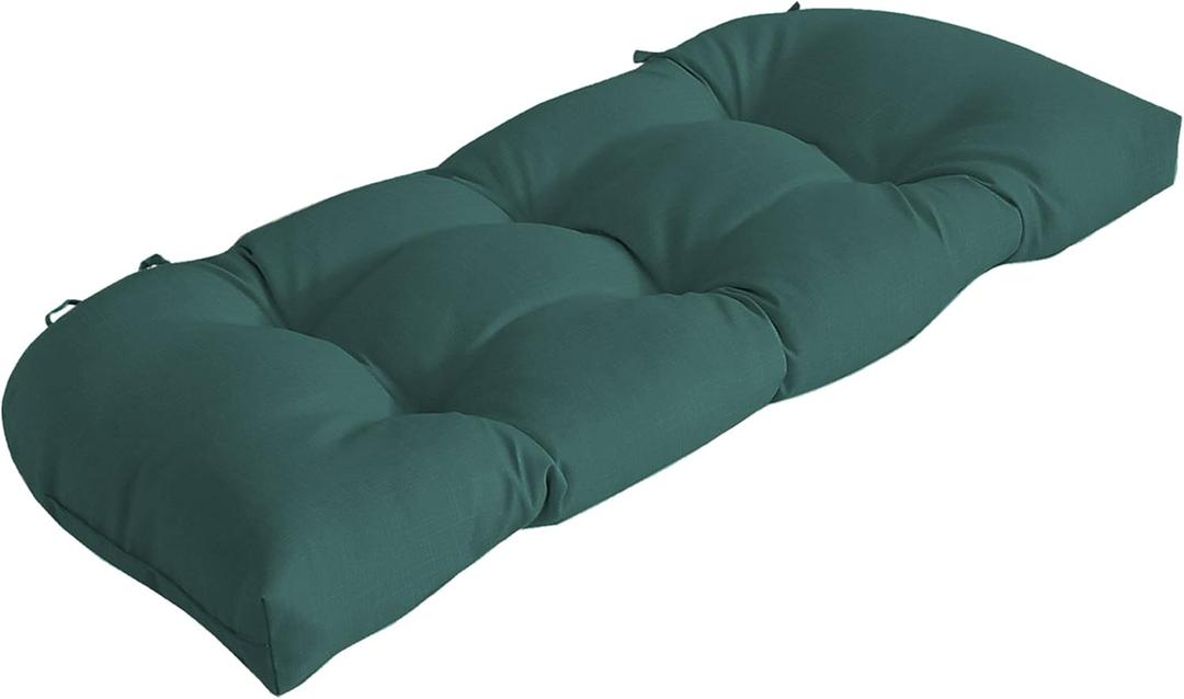 Arden Outdoor Wicker Settee Cushion, 41.5 x 18, Rain-Proof, Fade Resistant Peacock Blue Green Texture