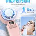 PlayHot Portable Handheld Turbo Fan with Ice Cooling, Rechargeable Personal Fan, Up tp 12Hrs Cooling, 5 Speed 25550RPM Powerful Portable Fan for Travel, Outdoor, Camping, Hiking (Pink)