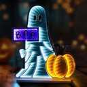 Halloween Ghost Table Decorations Indoor, Lighted Ghost with Lights, Cute Spooky Boo Sign for Mantel, Shelf, Table,Home,Desk Decor