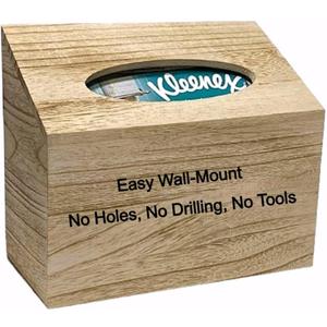 Kleenex Hand Towel Box Cover for Countertop or Tool Free Wall Mount - No Holes, Drills, or Screws Required - Natural Pale Paulownia Wood with Exquisite Wood Grain