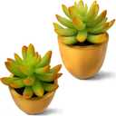 VANGOLD (2-Pack) Bring Nature Indoors Artificial Succulents in Fashionable Golden Flower Pots - Perfect for Home, Office, and Event Decor