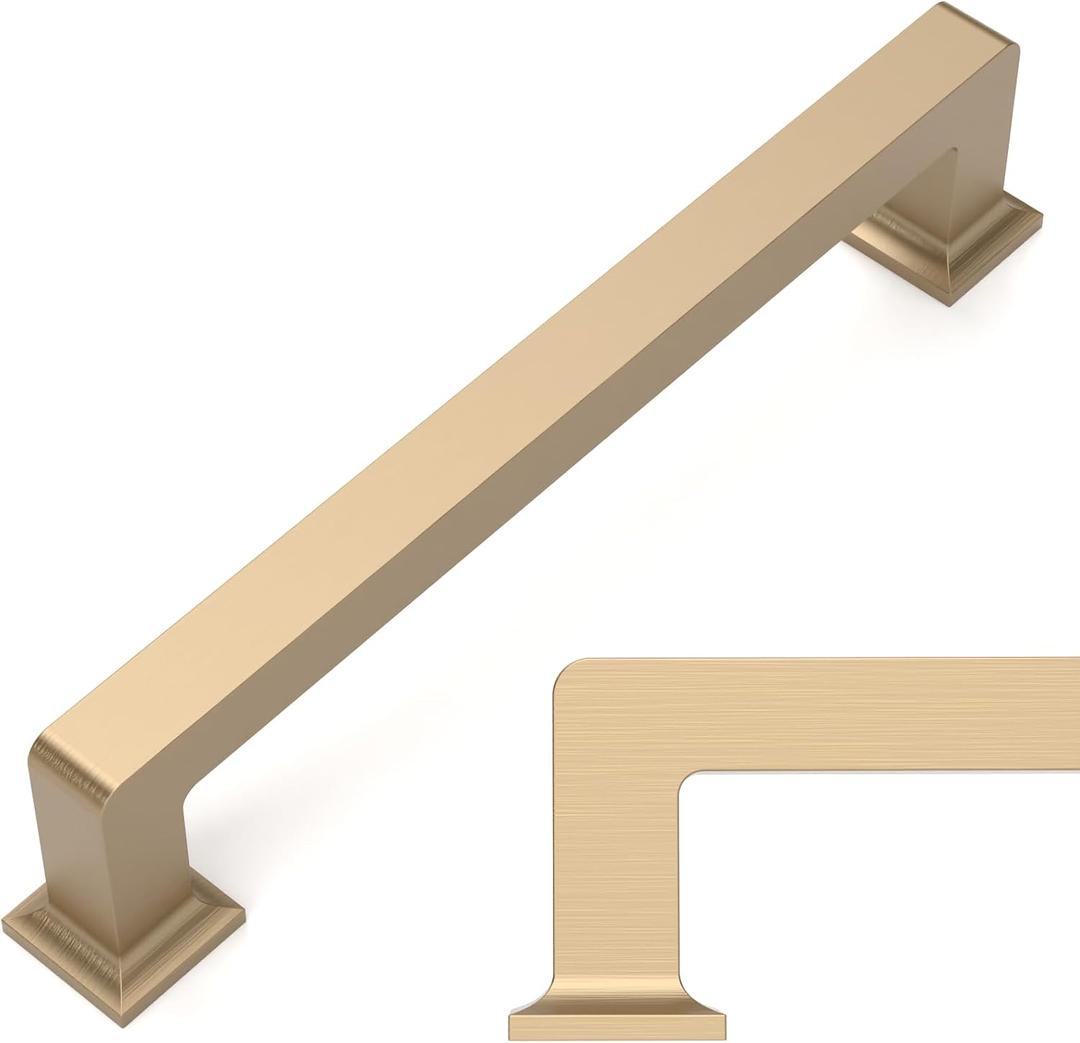 Amerdeco 10 Pack Champagne Bronze Cabinet Pulls 5 Inch(128MM) Hole Centers Kitchen Cabinet Handles Cabinet Hardware Kitchen Handles for Cabinets Cupboard Handles Drawer Pulls ZH0019