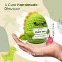 Gossby Handmade Positive Dinosaur Crochet with Message - Gift for Teacher - THANK YOU FOR HELPING ME GROW - Appreciation, Thank You, Christmas, End of Year Gift from Student - Knitted Decor