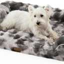 Faux Fur Orthopedic Dog Bed, Dog Bed for Large Size, Supportive Foam Pet Sofa with Waterproof Lining Cover, Washable U-Shaped Pet Couch with Anti-Slip Bottom, Tie-dye Grey L 36x27x6.5 inch