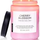 M&SENSE Cherry Blossom Scented Spring Candle, 19.4oz 110 Hours Long Lasting Natural Soy Wax Stress Relief Aromatherapy Romantic Candle for Women & Bedroom Decor