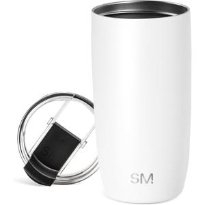 Simple Modern Travel Coffee Mug Tumbler with Flip Lid | Reusable Insulated Stainless Steel Cold Brew Iced Coffee Cup Thermos | Gifts for Women Men Him Her | Voyager Collection | 16oz | Winter White