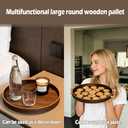 Round Wooden Trays for Decor 16-Inch Round Tray Walnut Wood Table Decor Suitable for Home Kitchen Decoration and Serving Tableware