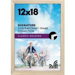 Americanflat 12x18 Poster Frame with Shatter-Resistant Glass - Signature Collection - Gallery-Style Frames Made of Engineered Wood - Photo Frame for Wall Display - Natural Oak