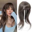 Hair Topper 18 inch Toppers Hair pieces for Women with Thinning hair 4"5" Comfortable Base Hairtopper Clip in Bangs (Rich Brown)