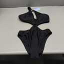 Hilinker Women's Sexy Ring Front Cut Out One Piece Swimsuit Halter Bathing Suit S-Black Small