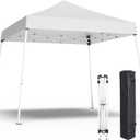 10x10 Pop Up Canopy, 300D Silver Coated White Fabric Outdoor Gazebo, Beach Tent Slant Legs with Storage Bag,Easy Up Sun Shade Shelter Tents with 8x8 Top Cover for Patio,Party