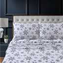 Tribeca Living Flannel Sheets Cal King Size - 100% Cotton Flannel Sheet Set, 200 GSM Deep Pocket Cal King Flannel Sheets, 4 Piece Ultra Soft Brushed Cotton Flannel Sheet in Let it Snow Print