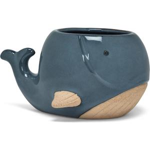 Abbott Collection Stoneware Whale Planter - Large (3" H)