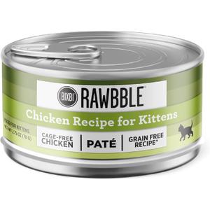BIXBI Rawbble Chicken Pate Recipe for Kittens Cans Grain Free, Protein Rich Wet Kitten Food (2.75 Ounce Cans, Case of 24) (BBD 24 JUN 2025)