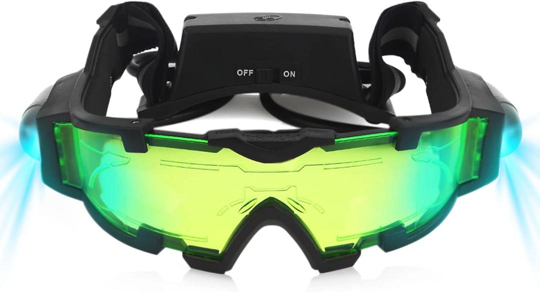 Uten Night vision Goggles for Kids, Adjustable Elastic Band Glasses with LED Light Beams, Spy Gear with Flip-Out Lights Green Lens, Spy Role Play, Birthday Gifts and Christmas Gifts for Kids.