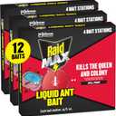Raid Max Liquid Ant Bait; Kills Ants Where They Breed, for Indoor and Outdoor Use; 12 Bait Stations