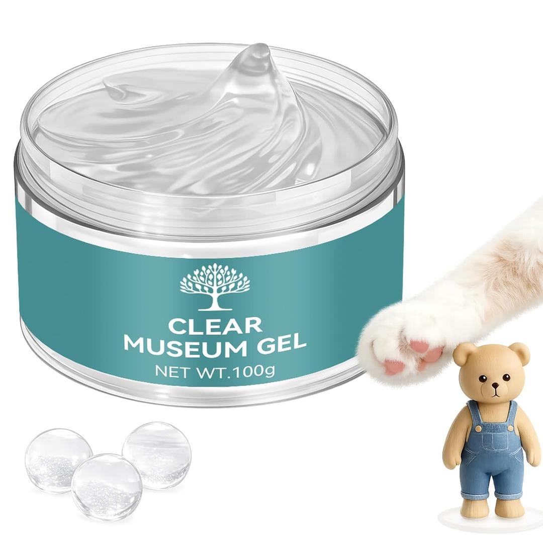 Clear Exhibit Gel for Museum, Reusable Earthquake Putty to Keep Collections in Place, Removable & No Residue Transparent Wax for Glass Art, Antiques & Decor to Prevent Falling, Vibration (3.52 Oz)