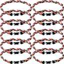 Zeyune 12 Pcs 18" Baseball Necklace for Boys Three Braided Rope Tornado Titanium Baseball Rope Necklace for Men Sport