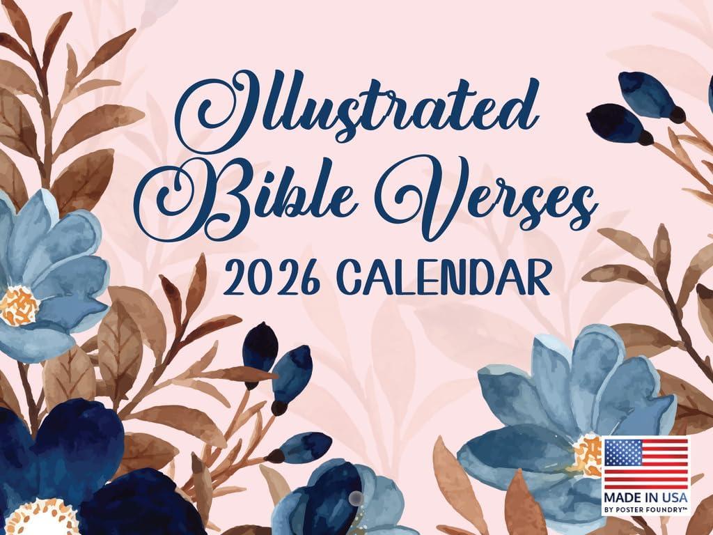 Illustrated Bible Verse Calendar 2026 Monthly Wall Calender 12 Month Religious Gifts For Women | American Made In The USA