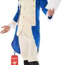 Morph George Washington Costume Adult With Wig, Founding Father Costume, Colonial Costumes Men, Halloween Costumes For Men (X-Large)