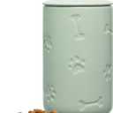 Dog Treat Container Airtight - 9"x5" Green Large Ceramic Dog Treat Jar for Kitchen Counter, Dog Cookie Jar with Lid - Farmhouse Style Dog Food Storage Container for Dogs, Cats, Pets