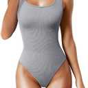 Dninmim Women Square Neck Bodysuit Sleeveless Casual Shapewear Tank Lingeries Jumpsuit Gray S