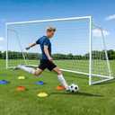 NAIZEA Soccer Goals - Soccer Goals for Backyard Training- Portable Metal Soccer Net for Youth & Adults - Heavy Duty Steel for Indoor Outdoor Games & Practice (White, 12ft x 6ft, Alloy Steel-Foldable)