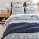 Levtex Home Adare Blue Reversible King/Cal King Quilt Set (106x92in) with 2 Pillow Shams (36x20in) - Floral Bedding - Blue White - Cotton King Size Quilt Bedding Set - Lightweight, Soft, Pre-Washed