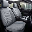 Aierxuan Car Seat Covers Full Set 5pcs with Waterproof Leather,Airbag Compatible Automotive Vehicle Cushion Cover Universal fit for Most Cars (Grey)