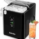 Ice Makers Countertop, 9 Ice Cubes in 6 Mins Portable Ice Maker, 2 Sizes of Bullet Ice (S/L) Small Ice Machine for Home Kitchen Camping (Onyx)