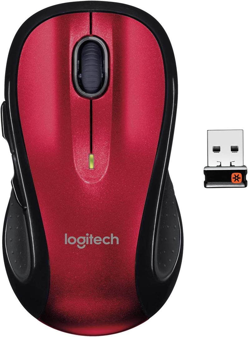 Logitech M510 Wireless Computer Mouse  Comfortable Shape with USB Unifying Receiver, with Back/Forward Buttons and Side-to-Side Scrolling - Red