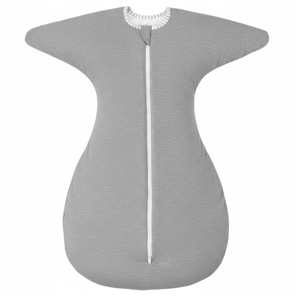 ZIGJOY SharkFin Transitional Swaddle for Newborn  2.5 Tog Rayon Made from Bamboo Transition Swaddle Sleep Sack 612 Months Baby Arms Up Swaddle Blanket with 2Way Zipper, Grey