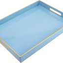 Spsyrine Blue Plastic Serving Tray for Ottoman, Coffee Table, Rectangle Decorative Tray for Entertaining, Outdoor, Living Room, Home Decor (11.8" x 15.7" x 1.6", 30 Blue)