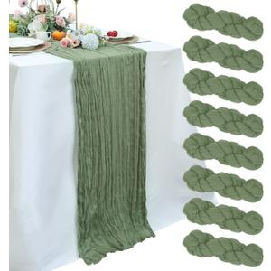 8 Pack Sage Green Cheesecloth Table Runner 10ft Boho Gauze 120 Inch Cheese Cloth Table Runner Rustic Sheer for Spring Holiday Baby Shower Party Dcor Home Wedding Decoration
