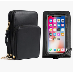 Borovilla Crossbody Cellphone Purse Women Touch Screen Bag RFID Blocking Wallet Handbag Shoulder Strap, Black