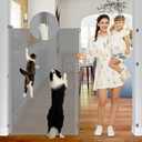 Reinforced 55" Extra Tall Dog Gates Indoor Cat Gate for Hallway - Prevents Jumping & Crawling Through, 55" Wide Retractable Gate, Mesh Pet Gates for Doorways Extra Tall Baby Gate for Cats, Gray